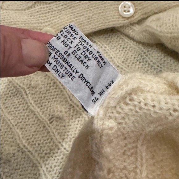 Vintage LL Bean Wool Cable Knit  Cardigan Sweater light weight 80s 90s sz 46 XL - Picture 6 of 7